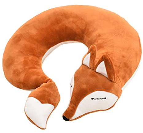 Reisekissen Kinder Nackenkissen, Niedliche Fuchs U-förmiges Nackenhörnchen, Nackenstützkissen Nackenrolle für Reise mit Flugzeug und Auto (Braun)