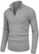 Hisir Men's Jumpers 1/4 Zip Tops Winter Warm Knit Polo Neck Jumper Long Sleeve Soft Cozy Turtle Neck Quarter Zip Knitwear Pullover Sweaters for Men (09 Grey, M)