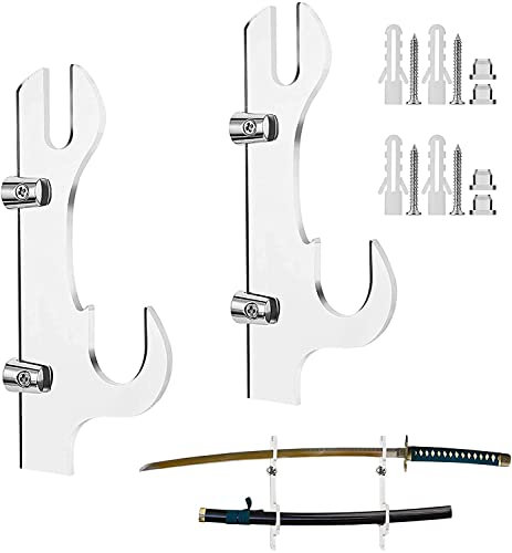 AzulLanse Schwerthalter,Acryl, zweilagig, Wandmontage, Samurai-Schwertständer, Display-Ständer, unterstützt alle Schwerter (transparent)