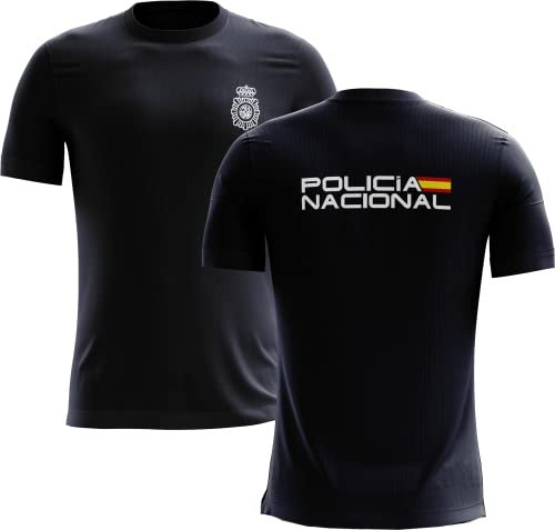 Camiseta de la Policia Nacional nuevo modelo. Camiseta técnica deportiva 100% poliéster del Cuerpo nacional de Policia. Apta para opositores a policia. Diseño nuevo policía nacional. (XS, Azul)