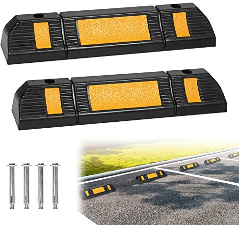 YARDIN 2er/Set Radstopper Parkplatzbegrenzung Parkhilfe Garage Anfahrschutz Gummi Radstopp-Parkbegrenzung für Gewerbliche und Private Parkhäuser, Parkplätze und Privatgaragen (60x12x10cm)