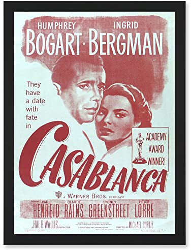 Artery8 Movie Film Casablanca Bogart Bergman Classic Cult Artwork Framed A3 Wall Art Print
