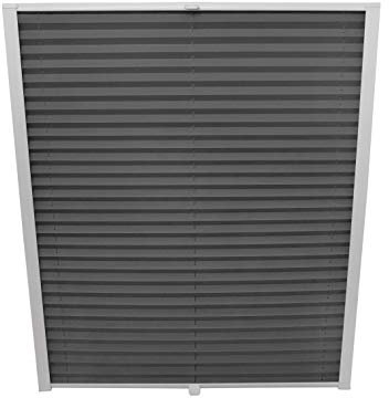 ondeco Dachfenster Plissee zum Bohren passend für Velux Fenster Plisseerollo Faltrollo verspannt Zubehör Dunkelgrau F06 - B: 49,3cm x H: 94cm