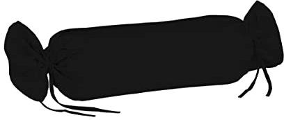 sleepling Satin Kissenbezug, Kissenhülle Nackenrolle aus 100% seidig weicher Baumwolle, Bezug Zierkissen, 60 Grad, Ökotex 100, Made in EU, 15 x 40 cm, schwarz