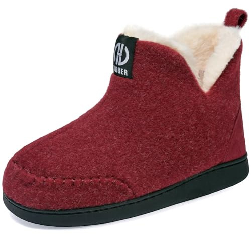 GURGER Herren Damen Filz Hausstiefel Plüsch Gefüttert Hüttenschuhe Hausschuhe Gr.36-47
