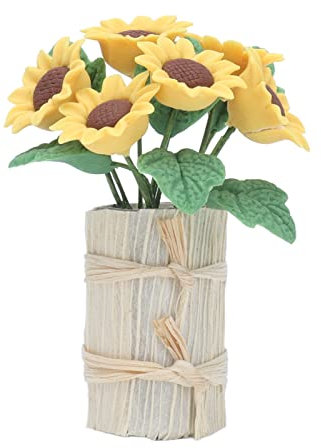Natudeco 1:12 Miniatur Sonnenblume Modell Mini Topfpflanze Simulation Blumenkorb Bonsai Puppenhaus Zubehör Künstliche Winzige Grünverzierung