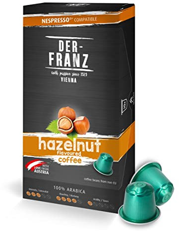 Capsules de café compatibles Nespresso, 1 x 10 Capsules, aromatisé à l‘arôme Noisette