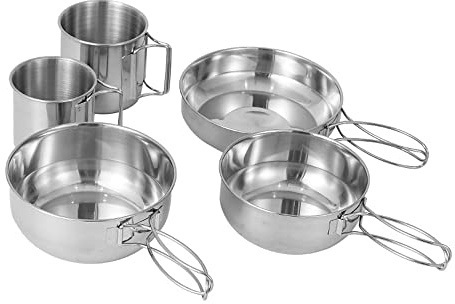 Lixada Camping Cookware Kit,5 PCS Stainless Steel Camping Cooking Set for 2 to 3 People Camping, Hiking,Picnic Travel