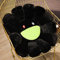 ANPIOX Sonnenblumen-Plüschkissen, niedliches Regenbogen-Smiley-Gesichtskissen, superweiches Blumen-Sitzkissen für Stuhl, Sofa, Bett, Heimdekoration, Plüschkissen, schwarz, 40 cm