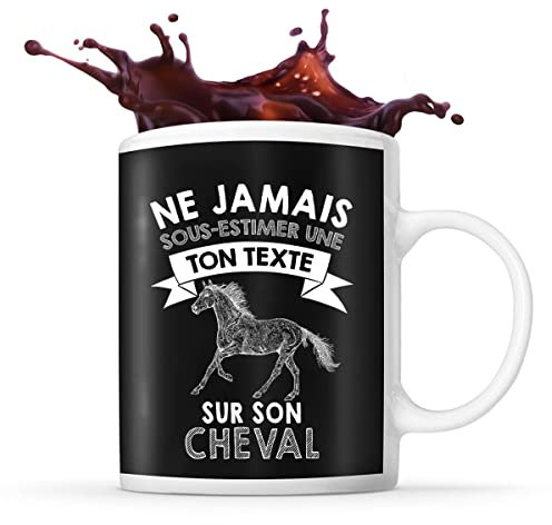 Mug cheval Prénom métier âge Personnalisable | Tasse drôle pour Femme Cavalière | idée cadeau anniversaire Noël