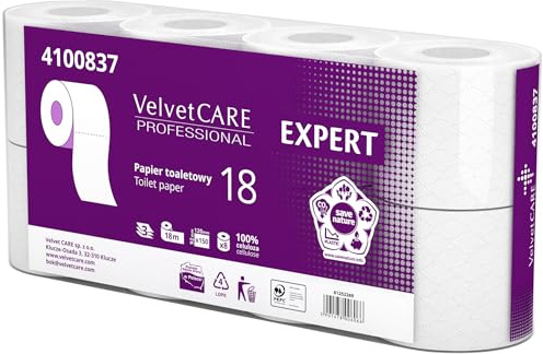 Toilet paper VELVET EXPERT 1 pack 8x18m|3-war|cellulose