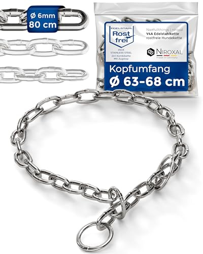 Hundekette Edelstahl Trainingskette/Kettenwürger kurzgliedrig mit Zugstopp – 6 mm x 80 cm