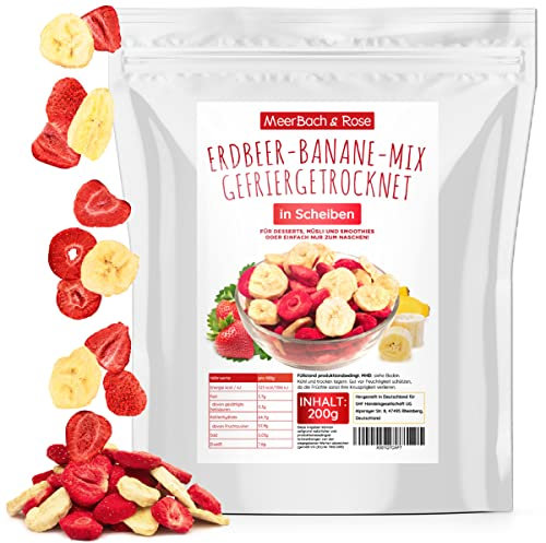 Erdbeer-Bananen Mix 200g – gefriergetrocknete Erdbeeren und gefriergetrocknete Bananen als leckerer Snack in einem Beutel