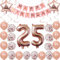 Kiwochy 25. Geburtstag Dekoration Rosegold Deko 25. Geburtstag Frauen Männer Party Deko Set 25 Geburtstag Frauen Deko Geschenk 25 jahre Geburtstag deko Ballon 25 Geburtstag Frauen 25 jahre