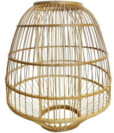 Lumisky Mykonos Lampenschirm aus Rattan, natur, Boho-Stil, für elektrische Fassung, E27