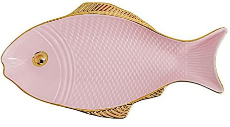 Platos de cerámica de 11.8 pulgadas en forma de pescado, platos de cena, platos de postre para pasta, bandejas de servir para aperitivos, sushi, frutas (rosa)