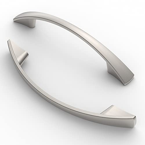 FURNIWARE 5 Pack Brushed Nickel Cabinet Pulls, 96mm(3.8) Hole Center, A03 | Zinc Alloy Drawer Handles for Modern Kitchen Cupboards, Chest of Drawers, Bathroom Vanities, Wardrobe Doors, DIY Projects