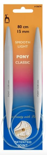 15mm Circular Knitting Needles Pony Classic Fixed Cable- 80cm