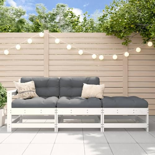 Gecheer 3-TLG. Garten Loungemöbel Set Holz, Sitzgruppe Gartenmöbel, Balkon Lounge Klein, Outdoor Sofa, Modulares Sofa