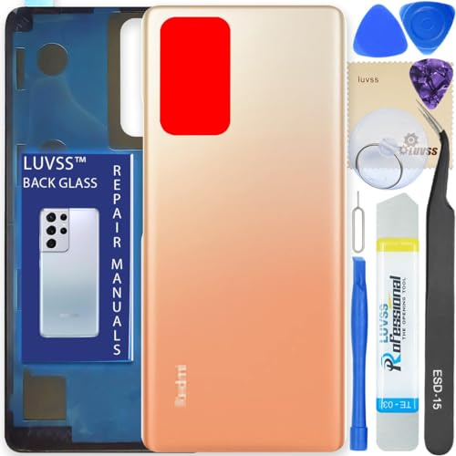 LUVSS Tapa Trasera Vidrio para Xiaomi Redmi Note 10 Pro Cubre Bateria Reemplazo Kit de Reparación (Gradient Bronze)