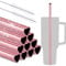 NiHome 12-Inch Heart-Shaped Stainless Steel Drinking Straws for Stanley Tumbler 40oz 10-Pack with 2 Cleaning Brushes, Reusable for Hot & Cold Drinks, Dishwasher Safe, Safe Edges for Kids (Pearl Pink)