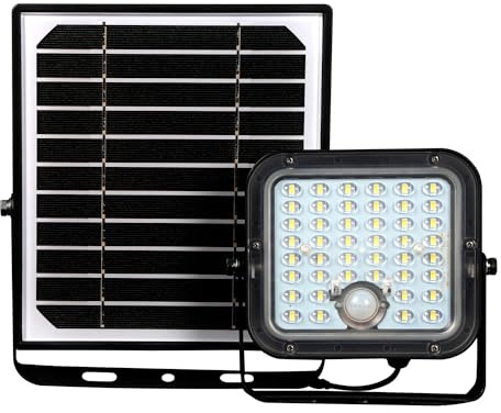Velamp Solarbetriebener LED-Projektor mit 1500 Lumen und Präsenzmelder. Solarpanel deportiert