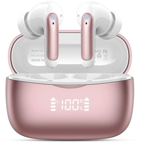 WeurGhy Wireless Earbuds, Bluetooth 5.3 Headphones In Ear with 4 ENC Noise Cancelling Mic, HIFI Sound Quality Wireless Headphone, 56H Playtime with LED Display, IPX7 Waterproof Earbuds For Work/Sport