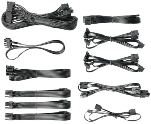 Nfortec Kit de Cables PSU Sagitta 850W, Gestión de Cables,Alimentacion Modular, Extension certificados, Conectores ATX de 24 Pines, SATA PCI-E (6 + 2 Pines) EPS (8 Pines), Cable RGB