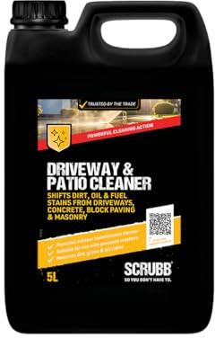 SCRUBB Driveway & Patio Cleaner, Outdoor Maintenance Cleaner for Driveways, Block Paving, Masonry, 5L