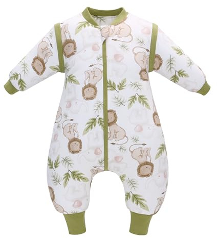 LAT Baby Winterschlafsack Mit Abnehmbaren Ärmeln und Füßen - 2.5 Tog Kinder Schlafsack Mit Beinen für Jungen Mädchen 6 Monate - 4 Jahre (Löwe, M/ 12-24 Monate)