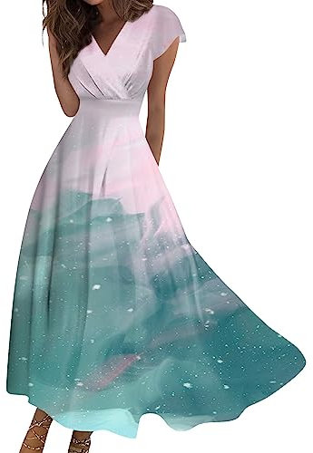Robe Femme Chic Et Elegant, Robe Femme Longue Soiree Demoiselle d'honneur Vert Sauge Blanche De Robe Ete Femme Champetre Courte Vetement Dos (4-Rose,XL)