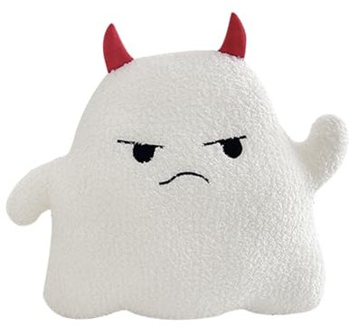 Uixxducc Niedlich Kleines Gespenst Plüsch Puppen Halloween Zierkissen Teufel Kissen Sofakissen Nickerchen-Kissen Dekokissen Halloween Weihnachten Geschenke (40x30cm)