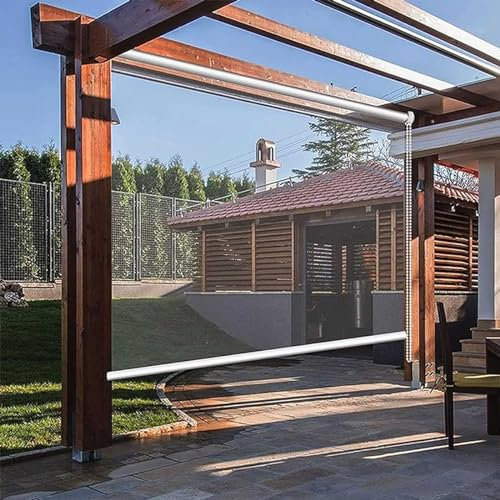Transparent Roller Blinds Waterproof Clear Roll Up Blinds Roller Blinds Outdoor Pergola Roller Shade Blind PVC Transparent Vinyl Waterproof Curtain Wind and Dust Proof,140 * 250cm