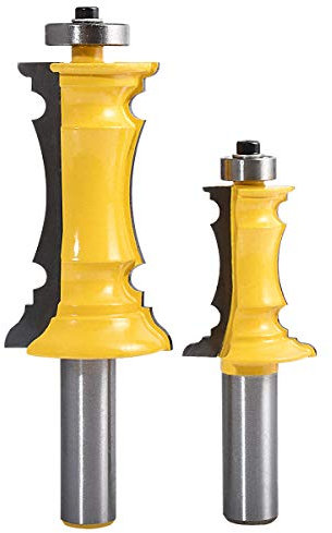 HOHXEN 2 Pcs 1/2 Shank Frame Crown Mitered Door & Drawer Panel Molding Router Bit Set, Woodworking Milling Cutter Tools Set with Edge Banding, Miter Wood Cutter for Doors, Tables, Shelves