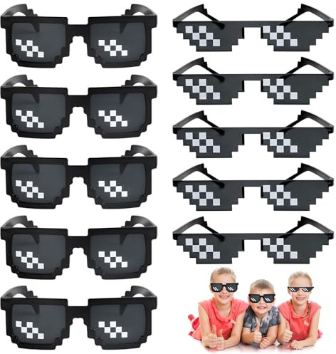 Idota 10 Pack Pixel Mosaik Brille, Sonnenbrille Unisex Lustige Brillen Coole Partybrillen, Lustige Brille für Partys/Verkleidungen/Foto Requisiten