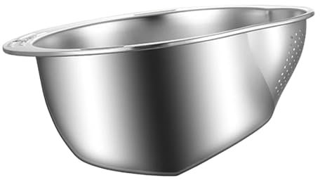 Reiswaschschüssel Reishunger, Reiswaschschüssel aus Edelstahl, Reiswaschsieb, integriertes Reissieb für die Küche, Mehrzwecksieb mit feiner Masche zum Waschen von Reis und Gemüse