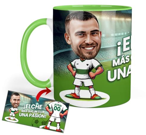 Anak Anak Tazas desayuno Futbol - Taza personalizada con caricatura y nombre - Tazas originales para regalar fanáticos futbol - Taza de futbol Español - Tazas de cafe 350 ML - Regalos (Elche)