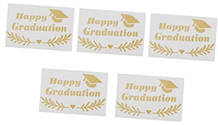 Vaguelly 5 Stücke Graduation Hut Ballon Aufkleber Selbst-Adhesive Grad Party Dekorationen Brief Druck Für Ballon Dekorationen