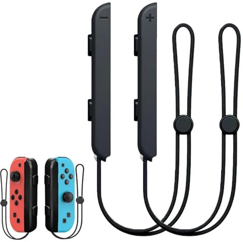 LEIBOCHAO Dragonnes pour Manette, 1 Paire Dragonne Switch,Bracelet Contrôleur Réglable Noir, Accessoire de Remplacement Portable pour NS Jeux, Facile à Installer Utiliser