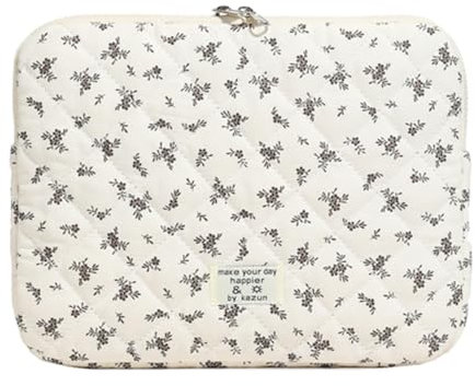 RuiDay Housse pour Ordinateur Portable, Pochette Ordinateur Portable, Sac fourre-Tout Matelassé, Compatible avec Les Ordinateurs Portables de 13/14/15 Pouces (Noir, S)