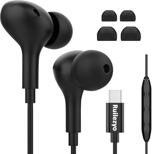 Cuffie con cavo USB C per Samsung Galaxy A56 A36 A26 A16 A55 A54 A53 A35 A34 S25 S24 S23 S22 S21 Ultra, Auricolari in-ear con microfono per iPhone 16 15 iPad Pro Air 5 Pixel 7 8 9