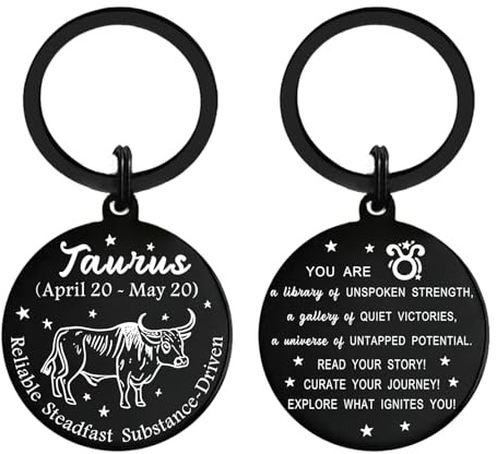 Cadeau Taureau pour homme et femme – Porte-clés d'anniversaire Taureau – Cadeau du signe du zodiaque Taureau, Porte-clés Taureau, S