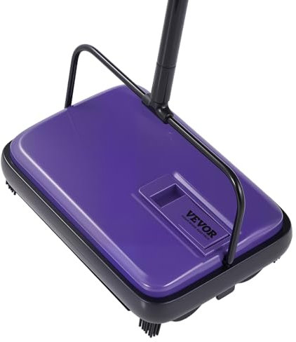 VEVOR Spazzola per Tappeti Manuale, Spazzola con capacità Contenitore della Polvere 300 ml, Facile da Svuotare, Larghezza di Pulizia 17 cm, per Tappeti, Peli di Animali Domestici, Viola