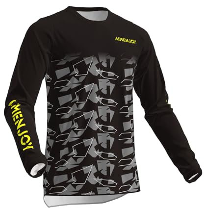 AIMENJOY Fahrradtrikot Herren, Radfahren Top, MTB Jersey, Herren Mountainbike Motocross Jersey, Lange Ärmel, Feuchtigkeitsableitend,atmungsaktiv, Radfahren Kleidung Für Sport (Style-03,XXL)