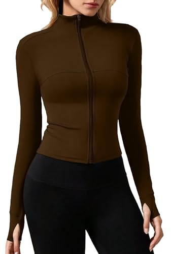 JTSONN Sportjacke Damen Eng Laufjacke Winter Leichte Trainingsjacke Atmungsaktive Gym Jacke Mit Daumenloch Sport ReißVerschlüSse Jacken Oberteil Für Yoga Laufen Fitness