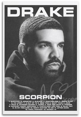 QHEUEKTSO Drake-Poster für alle Hunde, Albumcover-Poster, Leinwand, Wandkunst, Dekor, Wohnzimmer, modern, Familienschlafzimmer, 60 x 90 cm, ungerahmt