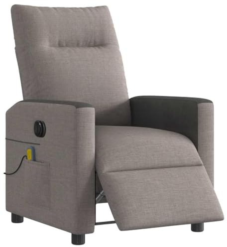 QJBSAVVA Fauteuil de relaxation électrique, avec fonction allongée, taupe, noir, 69 cm de large, réglable à 135 °, massage vibrant, 6 points, fauteuil TV confortable pour salon, chambre à coucher