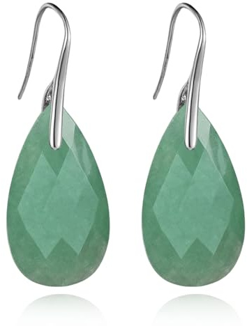 Tröpfchen Ohrringe Rosenquarz Edelstein aus Edelstahl Versilberte, Hypoallergen Rosa Naturstein Ohrringe Hängende Natürlicher Heilstein Ohrhänger Kristall Reiki Chakra Schmuck