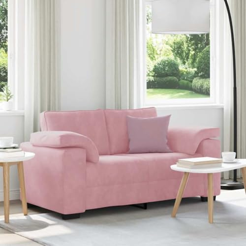 Tonture Zweisitzer Sofa Rosa Samt, 160 cm Breite, mit weichen Kissen, robustem Holzrahmen, ideal für Wohnzimmer, Schlafzimmer, Bequeme Lounge
