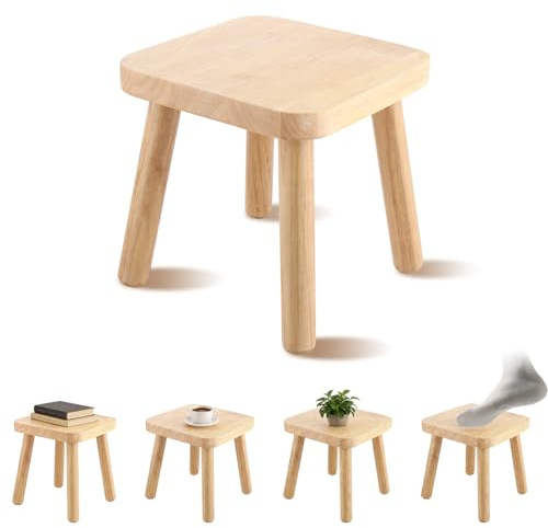 DAJAVE Small Wooden Stool, 3cm Thick Wooden Step Stool Plant Table Plant Stools Wood Milking Stools Mini Side Table for House Plants, Bedroom Bedside